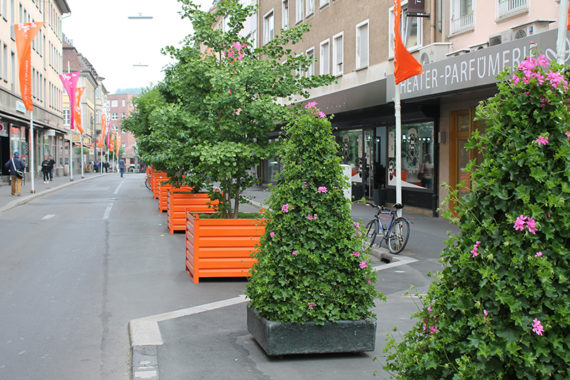 70 Blumenpyramiden in der Innenstad